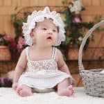 adorable baby with bonnet